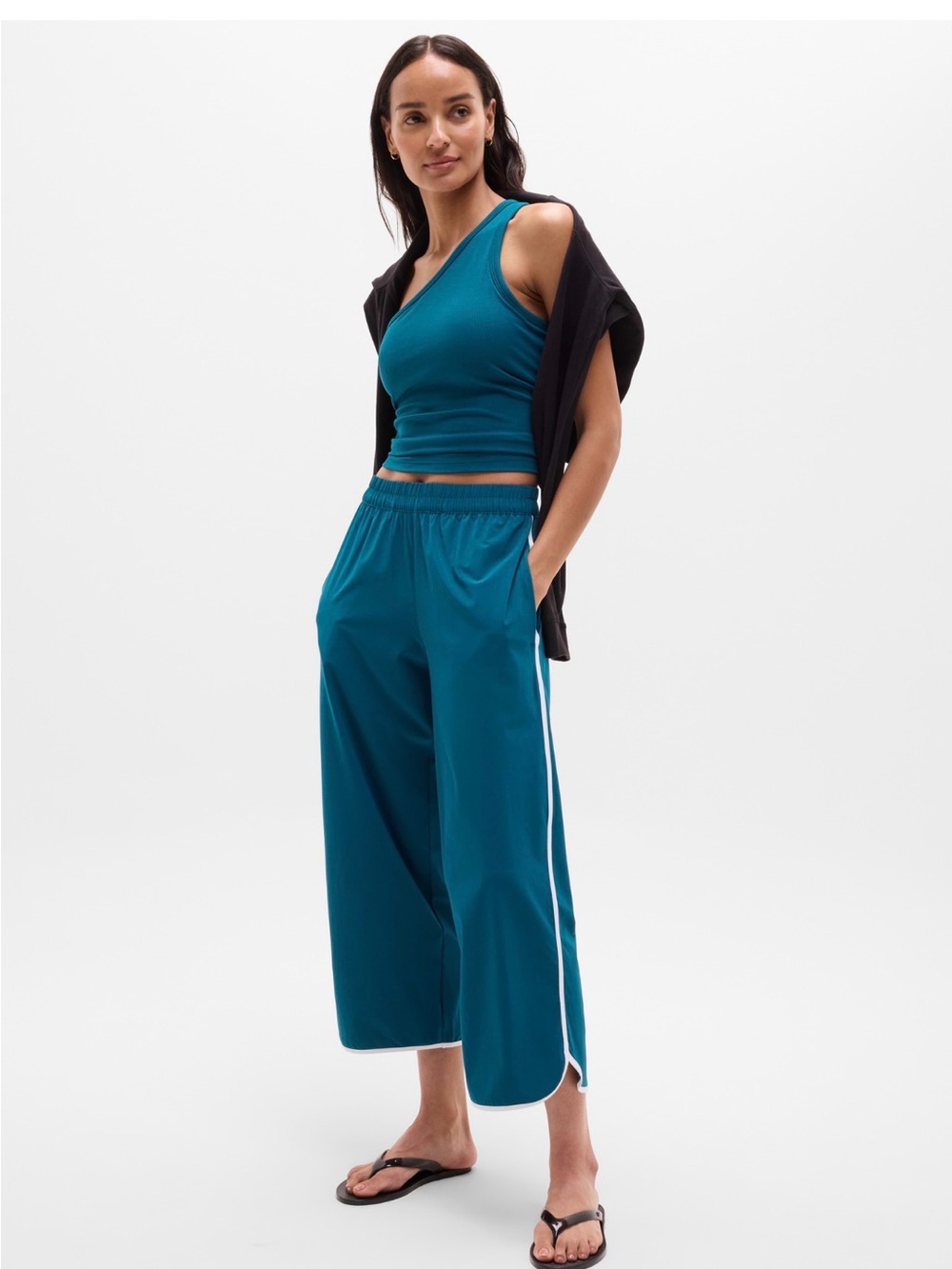Athleta Journey Crop Pant | coastal teal White  #886852